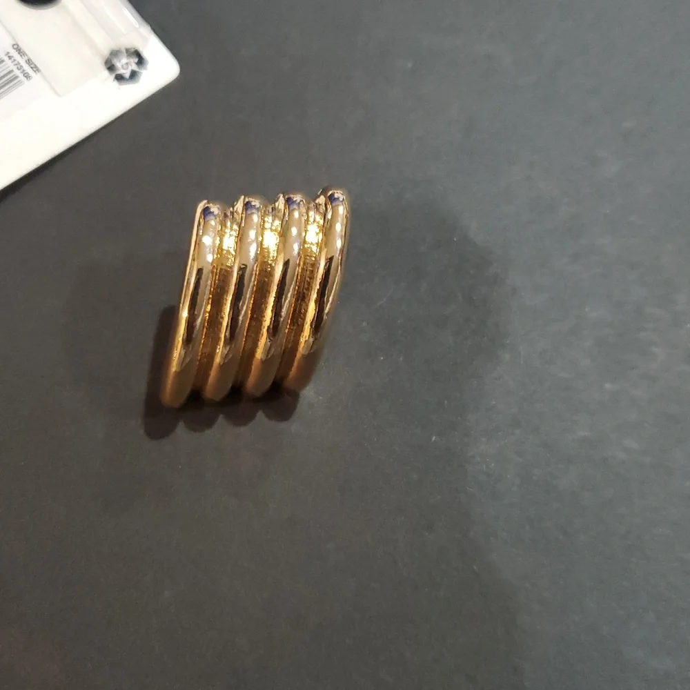 Aldo geometric stone shape ribbed gold plated latchback Earrings‎ new